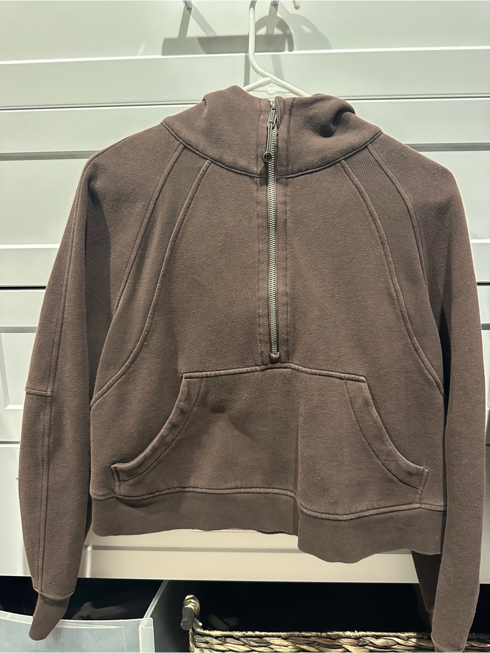 Lululemon Scuba Hoodie M/L Brown Cropped Quarter Zip Vintage